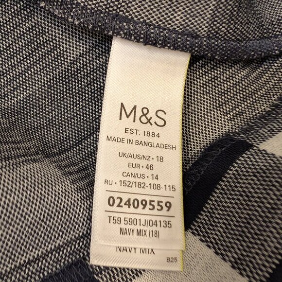 M&S Navy and White Gingham Skirt Suit (2pc) - Picture 4 of 8